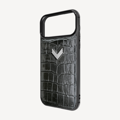 iPhone 18 Pro Phone Case, Calf Leather, Crocodile Texture