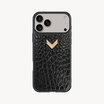 iPhone 17 Pro Phone Case, Calf Leather, Crocodile Texture
