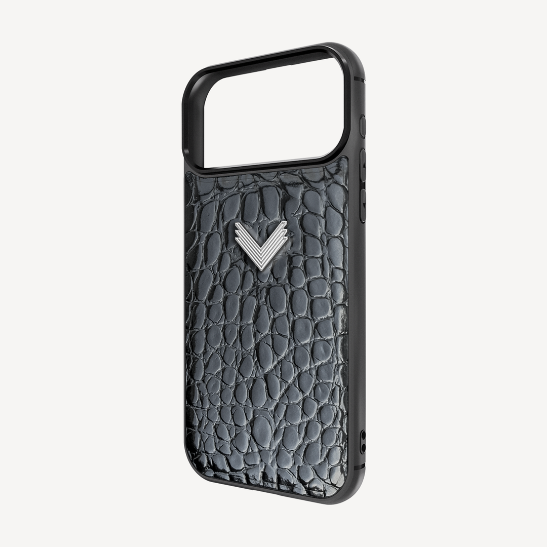 iPhone 17 Pro Phone Case, Calf Leather, Crocodile Texture