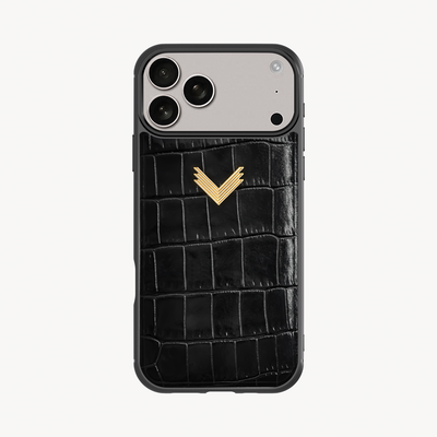 iPhone 17 Pro Phone Case, Calf Leather, Crocodile Texture
