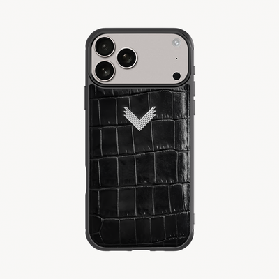 iPhone 17 Pro Phone Case, Calf Leather, Crocodile Texture