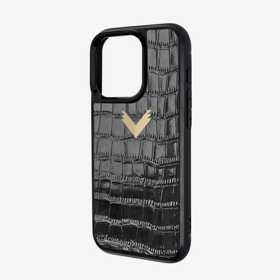 iPhone 15 Pro Max Phone Case, Calf Leather, Crocodile Texture