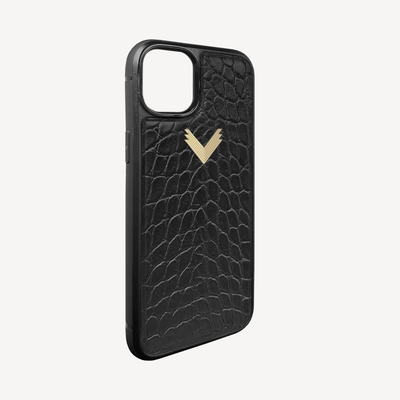 iPhone 15 Phone Case, Calf Leather, Crocodile Texture