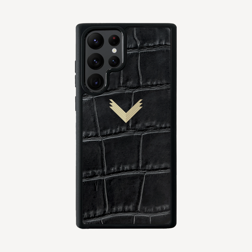 Samsung S22 Ultra Phone Case, Calf Leather, Crocodile Texture