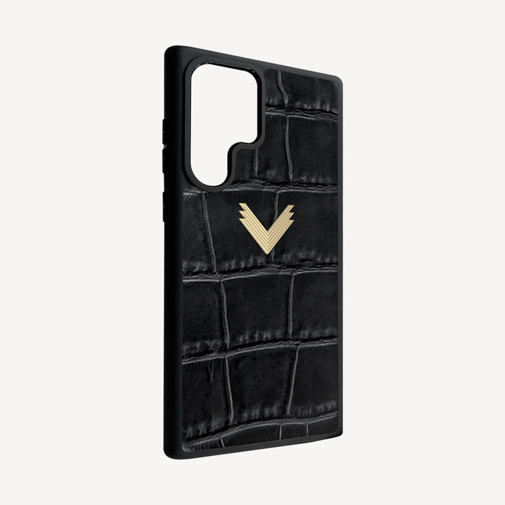 Samsung S22 Ultra Phone Case, Calf Leather, Crocodile Texture