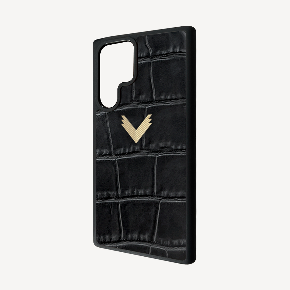 Samsung S22 Ultra Phone Case, Calf Leather, Crocodile Texture