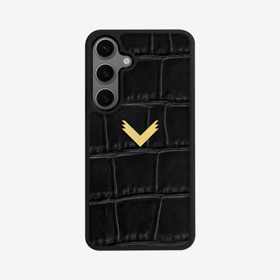 Samsung S25 Plus Phone Case , Calf Leather, Crocodile Texture