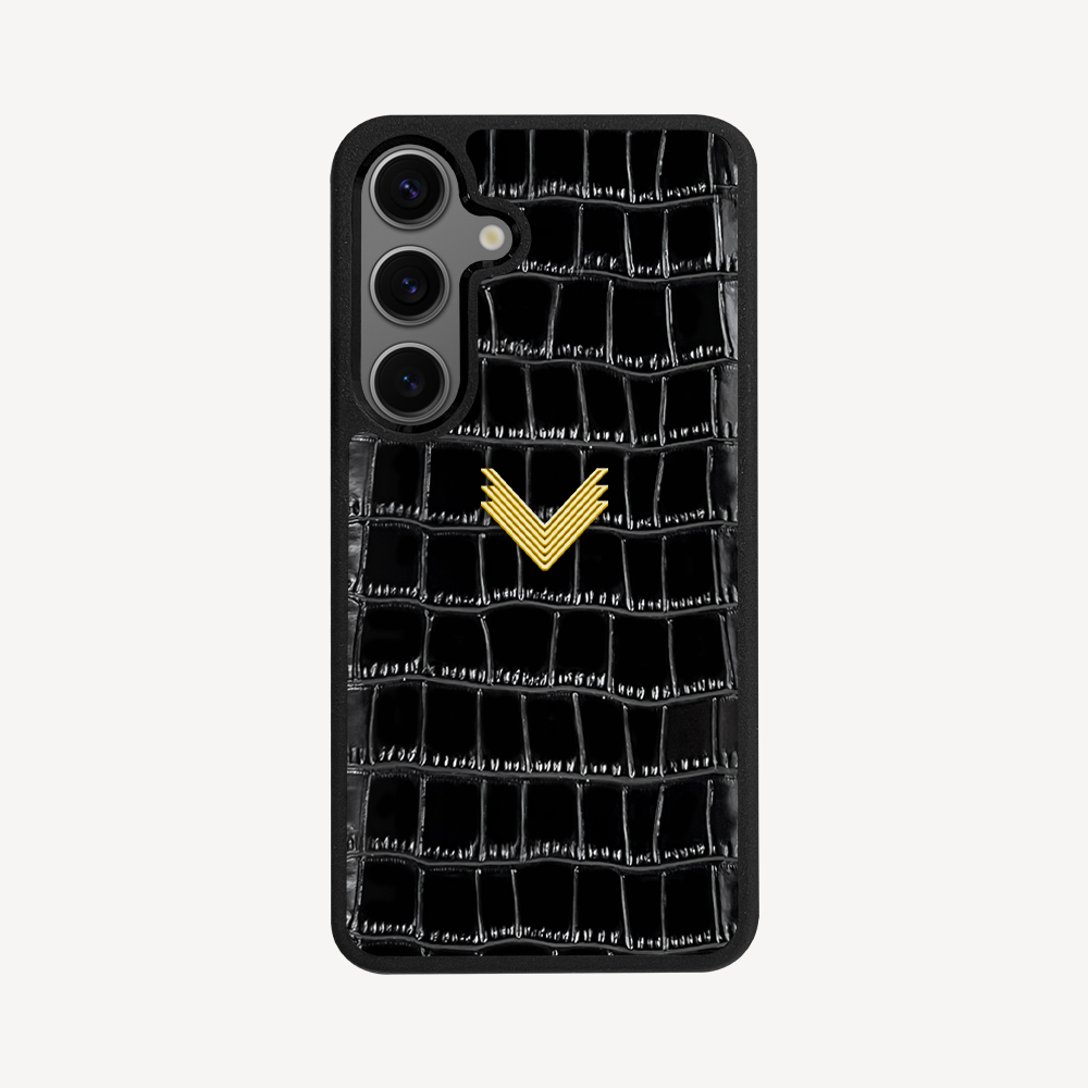 Samsung S25 Plus Phone Case , Calf Leather, Crocodile Texture