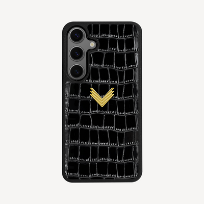 Samsung S25 Plus Phone Case , Calf Leather, Crocodile Texture