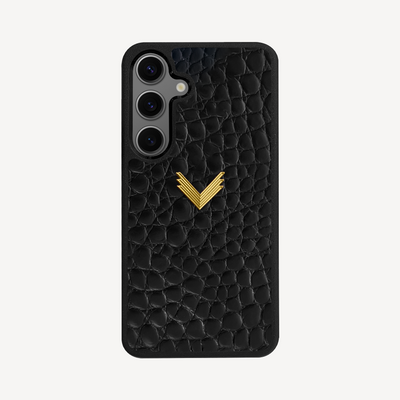 Samsung S25 Phone Case, Calf Leather, Crocodile Texture