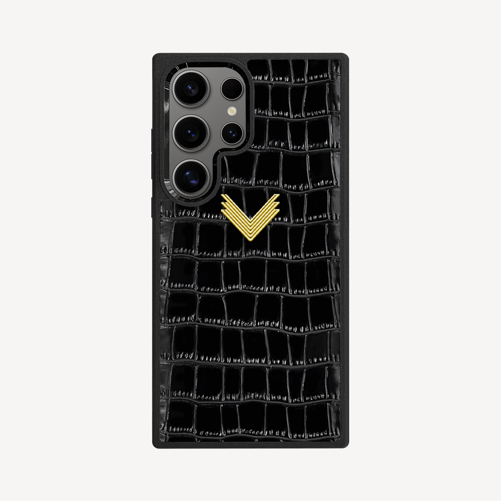 Samsung S25 Ultra Phone Case, Calf Leather, Crocodile Texture