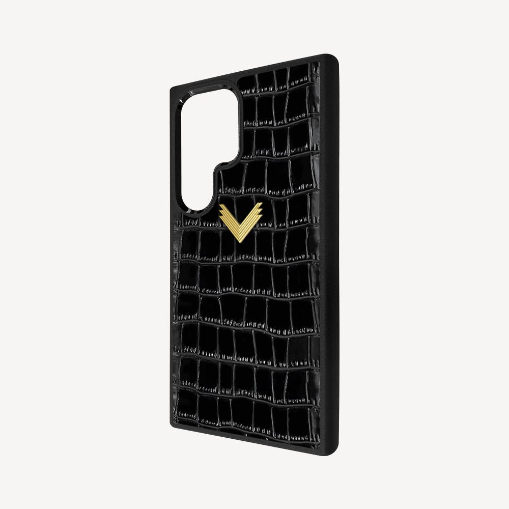 Samsung S25 Ultra Phone Case, Calf Leather, Crocodile Texture