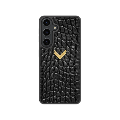 Samsung S25 Phone Case, Calf Leather, Crocodile Texture