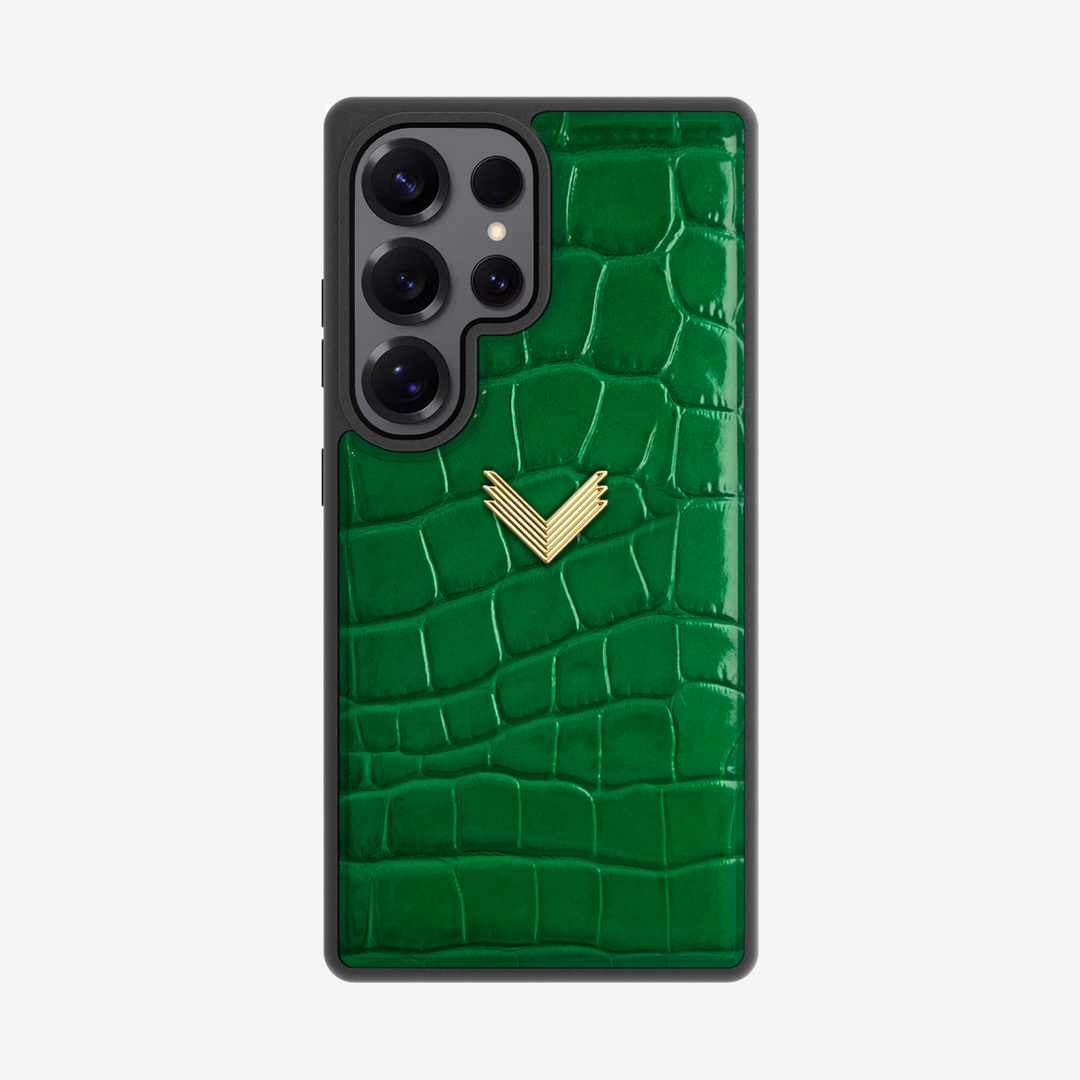 Samsung S25 Ultra Phone Case, Calf Leather, Crocodile Texture