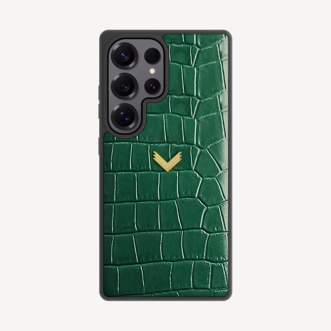 Samsung S25 Ultra Phone Case, Calf Leather, Crocodile Texture