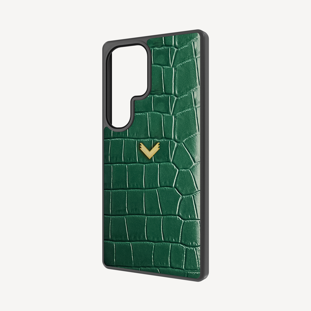 Samsung S25 Ultra Phone Case, Calf Leather, Crocodile Texture