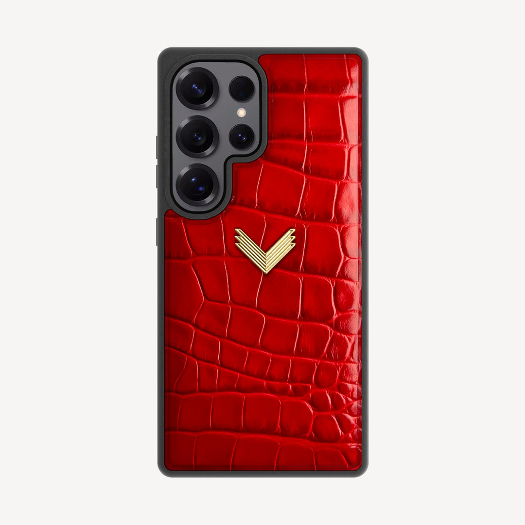 Samsung S25 Ultra Phone Case, Calf Leather, Crocodile Texture