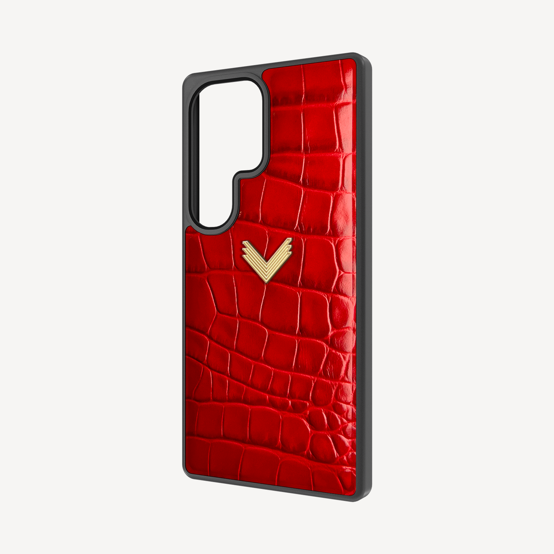 Samsung S25 Ultra Phone Case, Calf Leather, Crocodile Texture