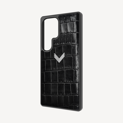 Samsung S25 Ultra Phone Case, Calf Leather, Crocodile Texture