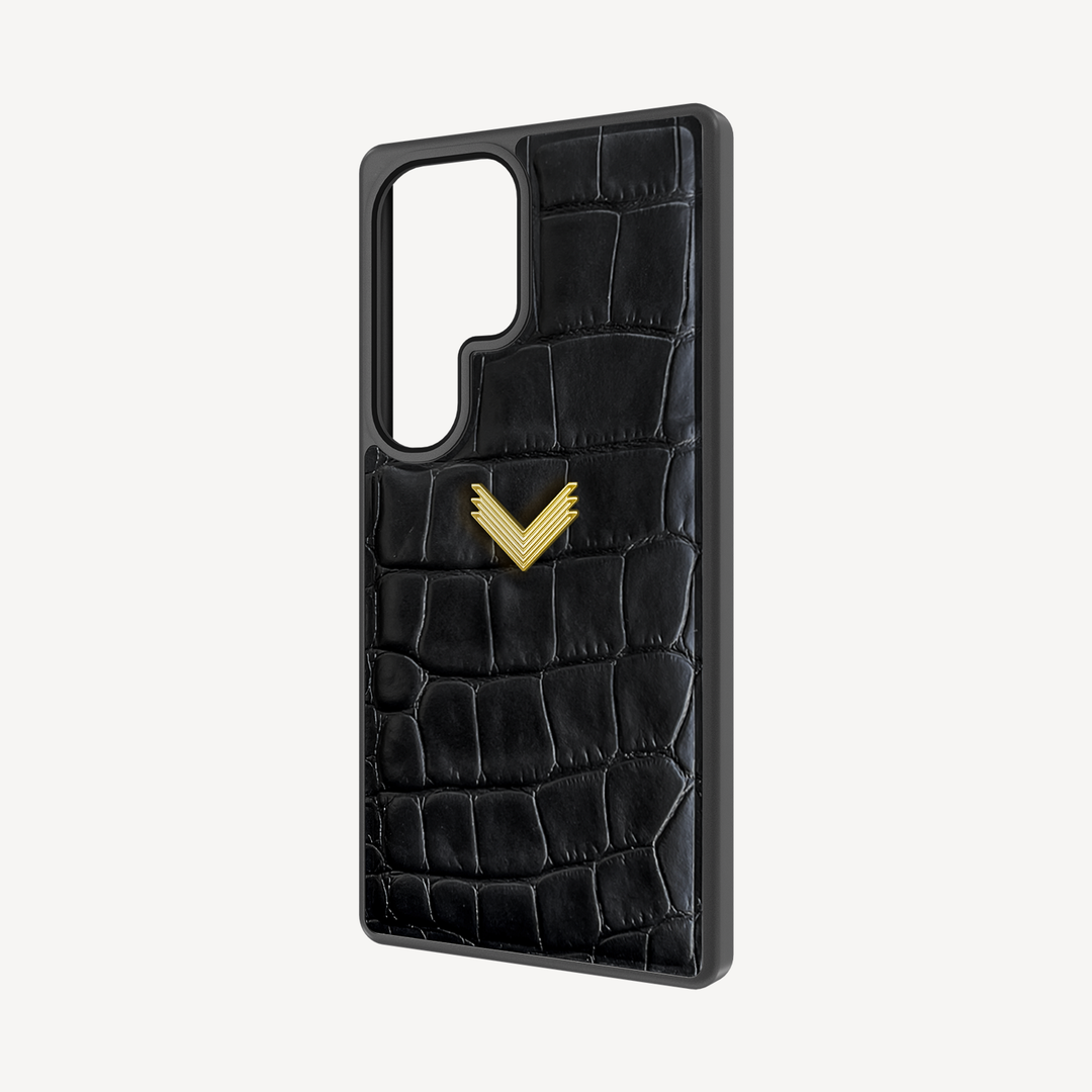 Samsung S26 Ultra Phone Case, Calf Leather, Crocodile Texture