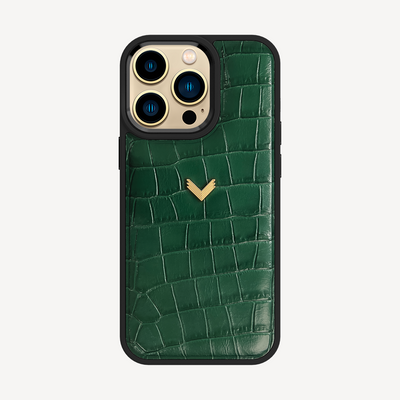 iPhone 13 Pro Max Phone Case, Calf Leather, Crocodile Texture