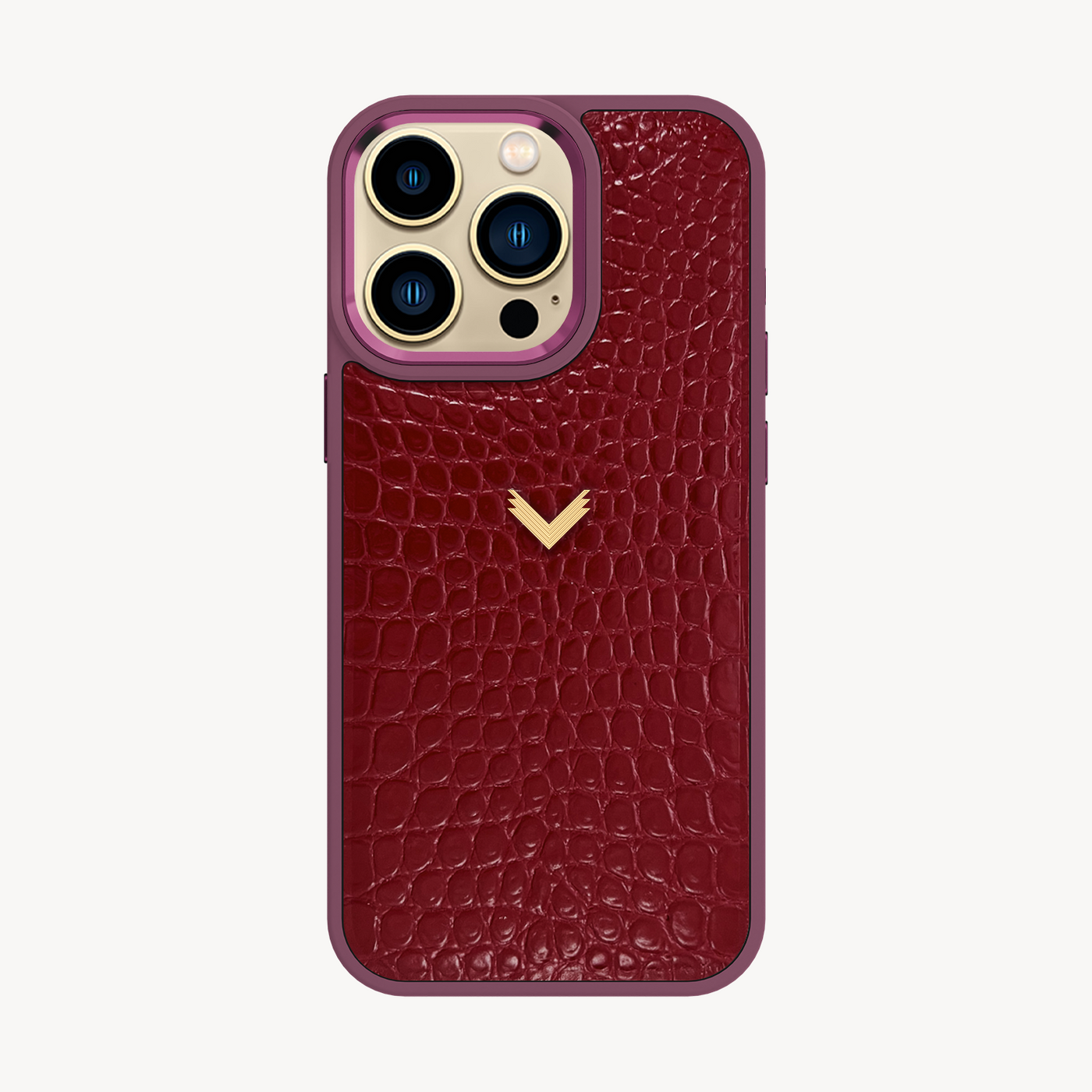 iPhone 13 Pro Max Phone Case, Calf Leather, Crocodile Texture