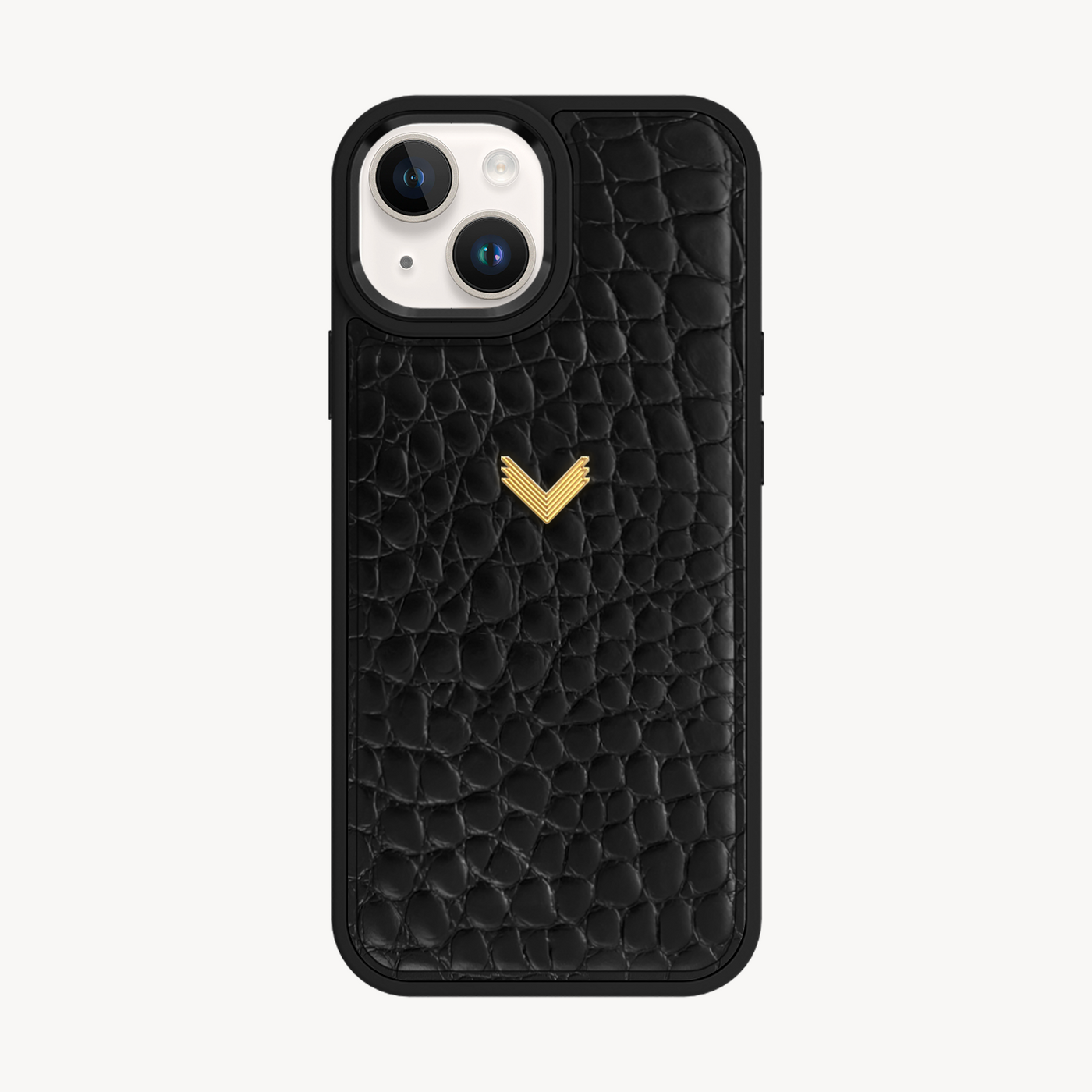 iPhone 14 Plus Phone Case, Calf Leather, Crocodile Texture