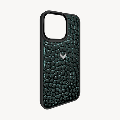 iPhone 14 Pro Phone Case, Calf Leather, Crocodile Texture