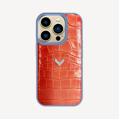 iPhone 14 Pro Phone Case, Calf Leather, Crocodile Texture