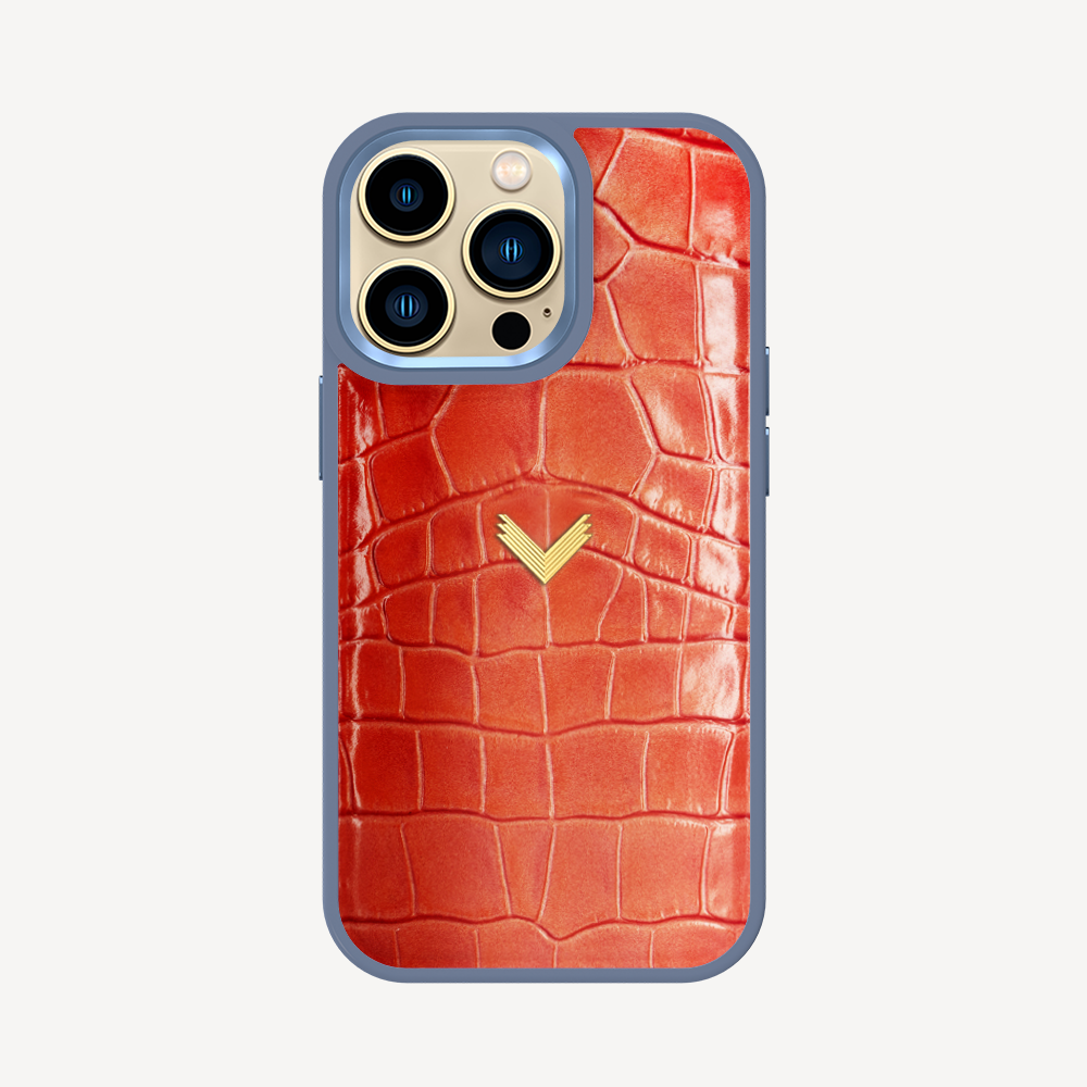 iPhone 14 Pro Max Phone Case, Calf Leather, Crocodile Texture