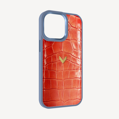 iPhone 13 Pro Max Phone Case, Calf Leather, Crocodile Texture