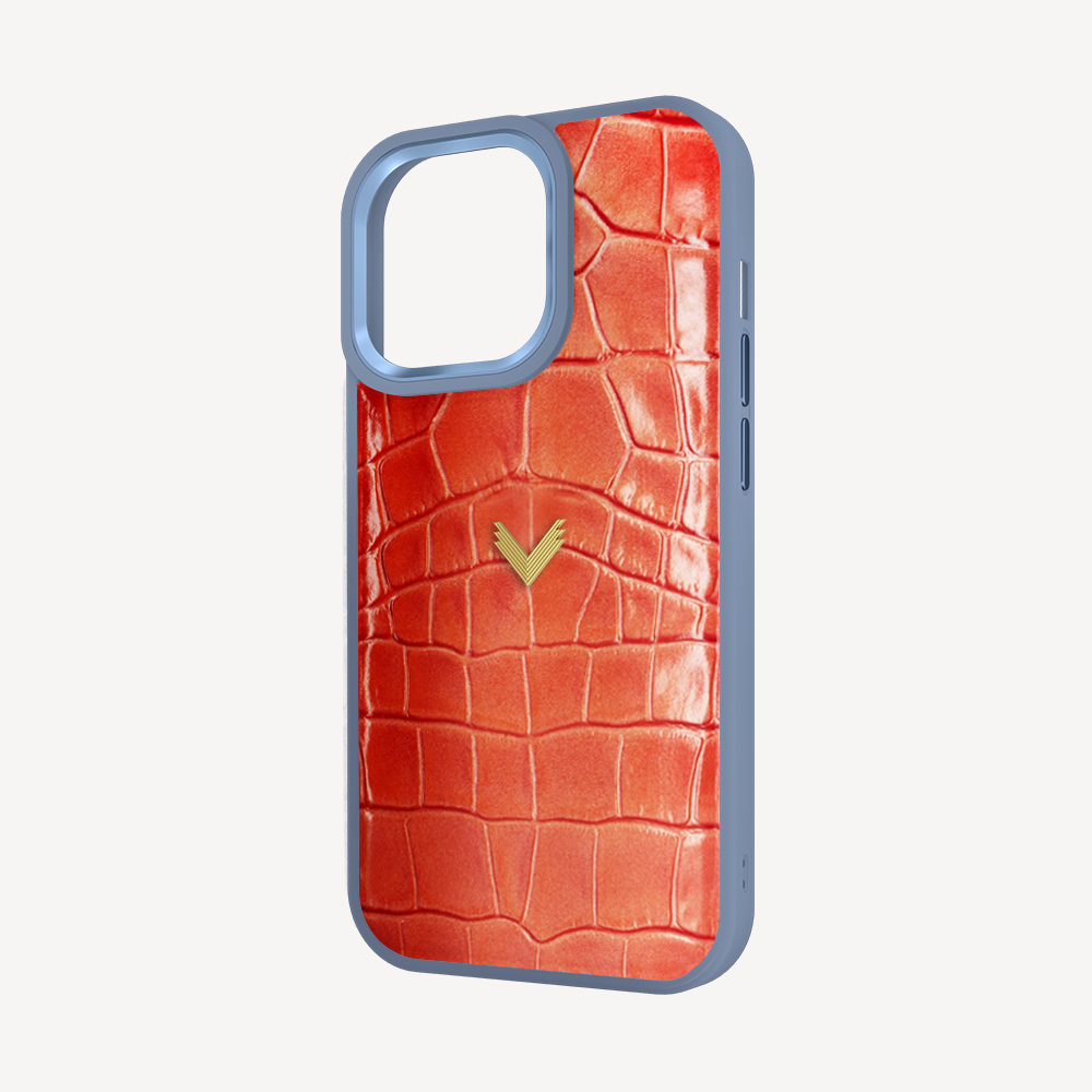 iPhone 14 Pro Max Phone Case, Calf Leather, Crocodile Texture