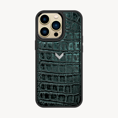 iPhone 14 Pro Max Phone Case, Calf Leather, Crocodile Texture