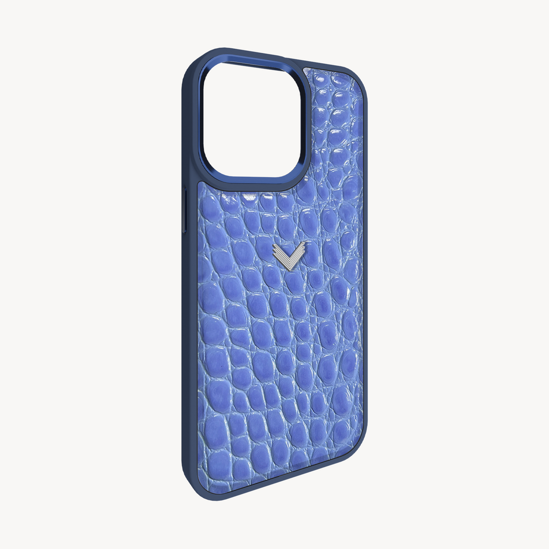 iPhone 14 Pro Phone Case, Calf Leather, Crocodile Texture
