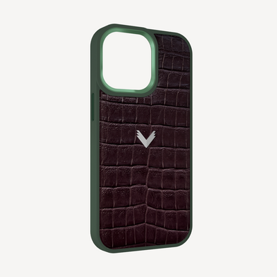 iPhone 14 Pro Max Phone Case, Calf Leather, Crocodile Texture