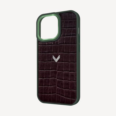 iPhone 14 Pro Max Phone Case, Calf Leather, Crocodile Texture