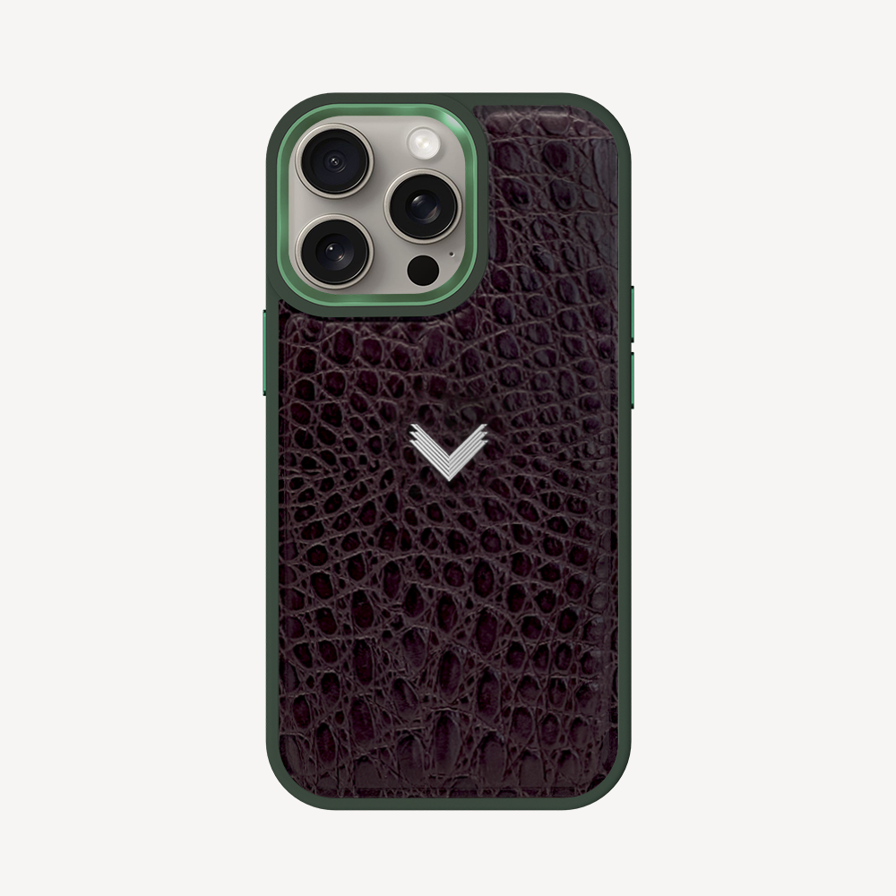 iPhone 14 Pro Max Phone Case, Calf Leather, Crocodile Texture