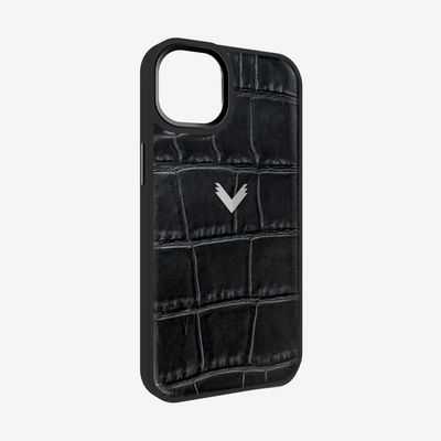 iPhone 15 Phone Case, Calf Leather, Crocodile Texture