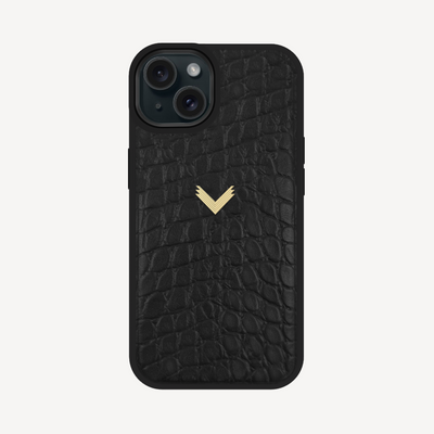 iPhone 15 Phone Case, Calf Leather, Crocodile Texture