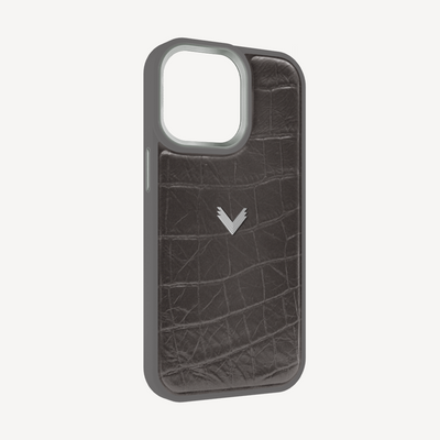 iPhone 15 Pro Phone Case, Calf Leather, Crocodile Texture