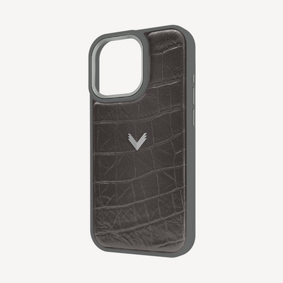 iPhone 15 Pro Phone Case, Calf Leather, Crocodile Texture