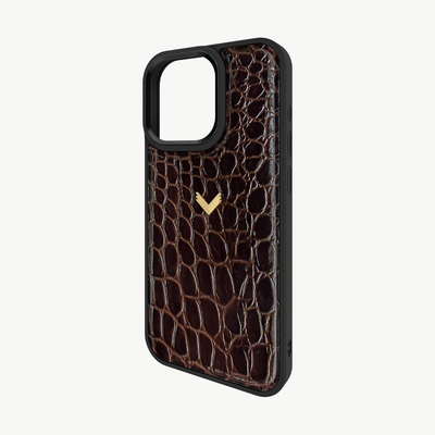 iPhone 15 Pro Phone Case, Calf Leather, Crocodile Texture