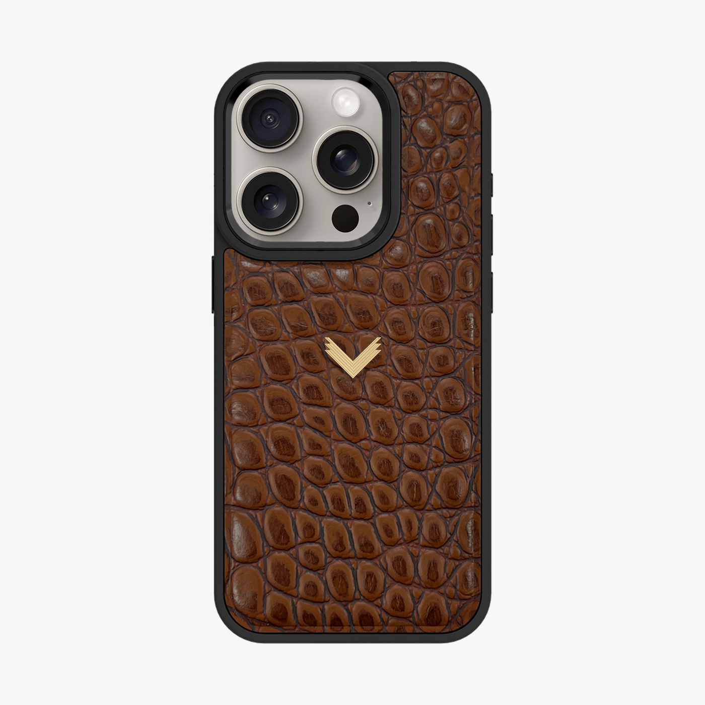 iPhone 15 Pro Phone Case, Calf Leather, Crocodile Texture