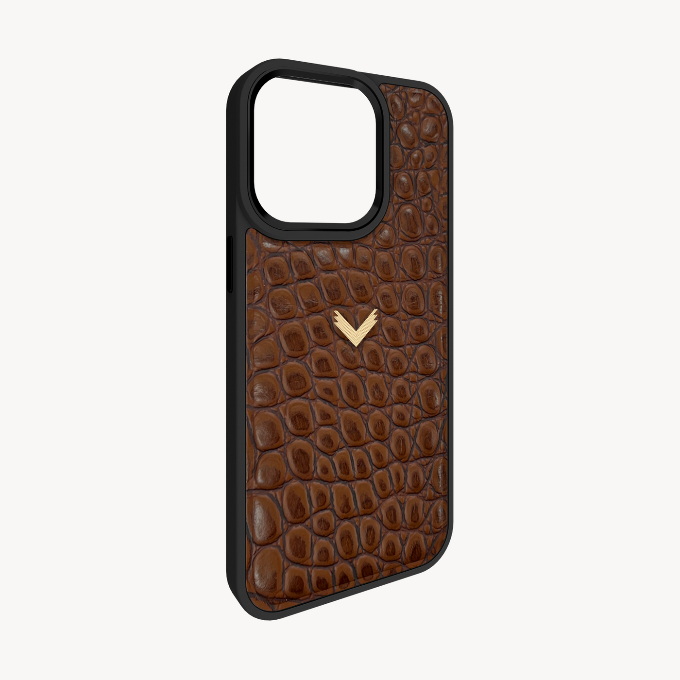 iPhone 15 Pro Phone Case, Calf Leather, Crocodile Texture