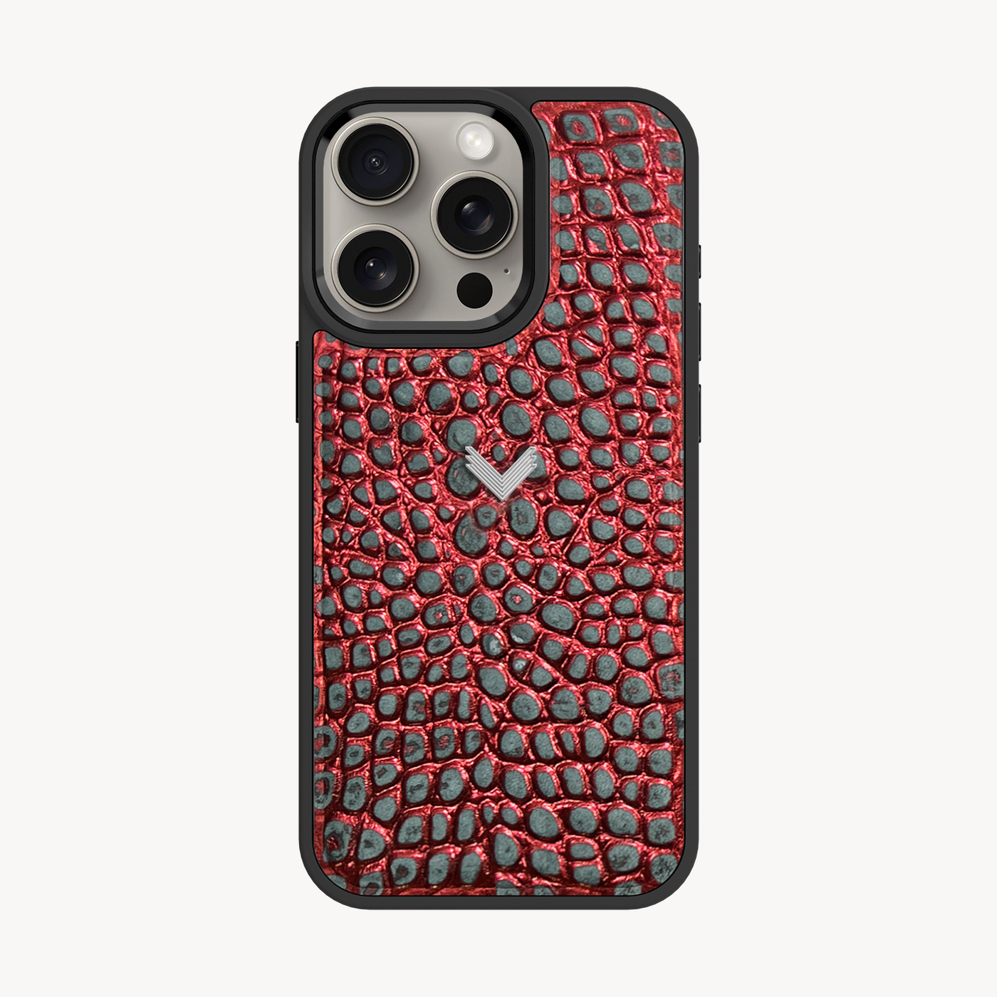 iPhone 15 Pro Phone Case, Calf Leather, Crocodile Texture