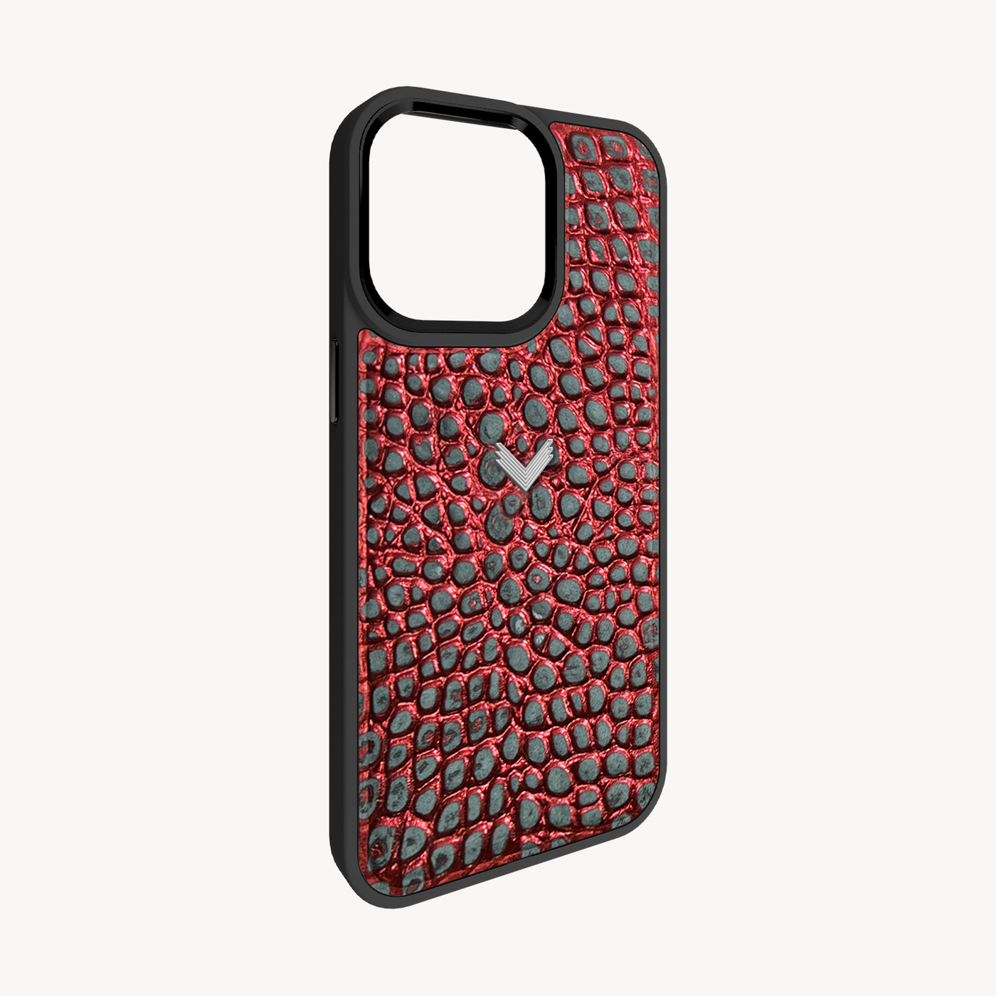 iPhone 15 Pro Phone Case, Calf Leather, Crocodile Texture