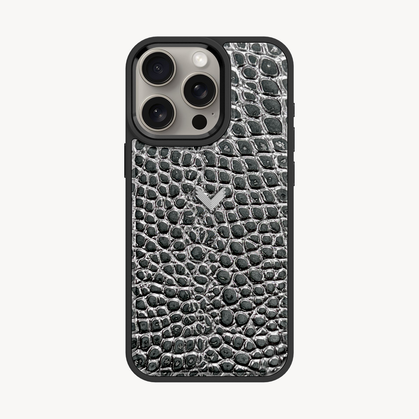 iPhone 15 Pro Phone Case, Calf Leather, Crocodile Texture