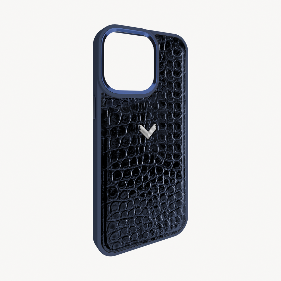 iPhone 15 Pro Phone Case, Calf Leather, Crocodile Texture