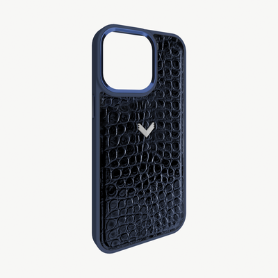 iPhone 15 Pro Phone Case, Calf Leather, Crocodile Texture