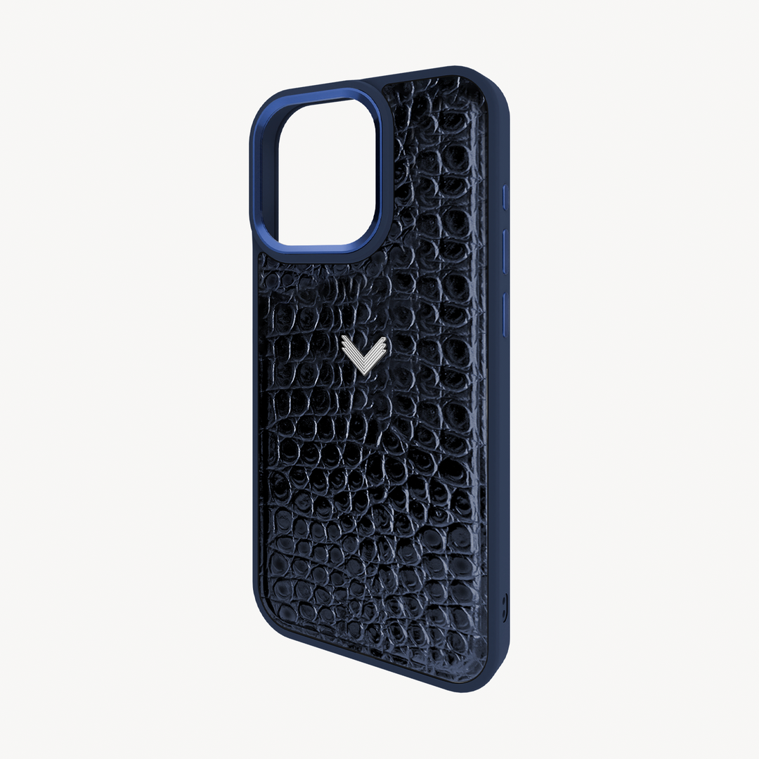 iPhone 15 Pro Phone Case, Calf Leather, Crocodile Texture